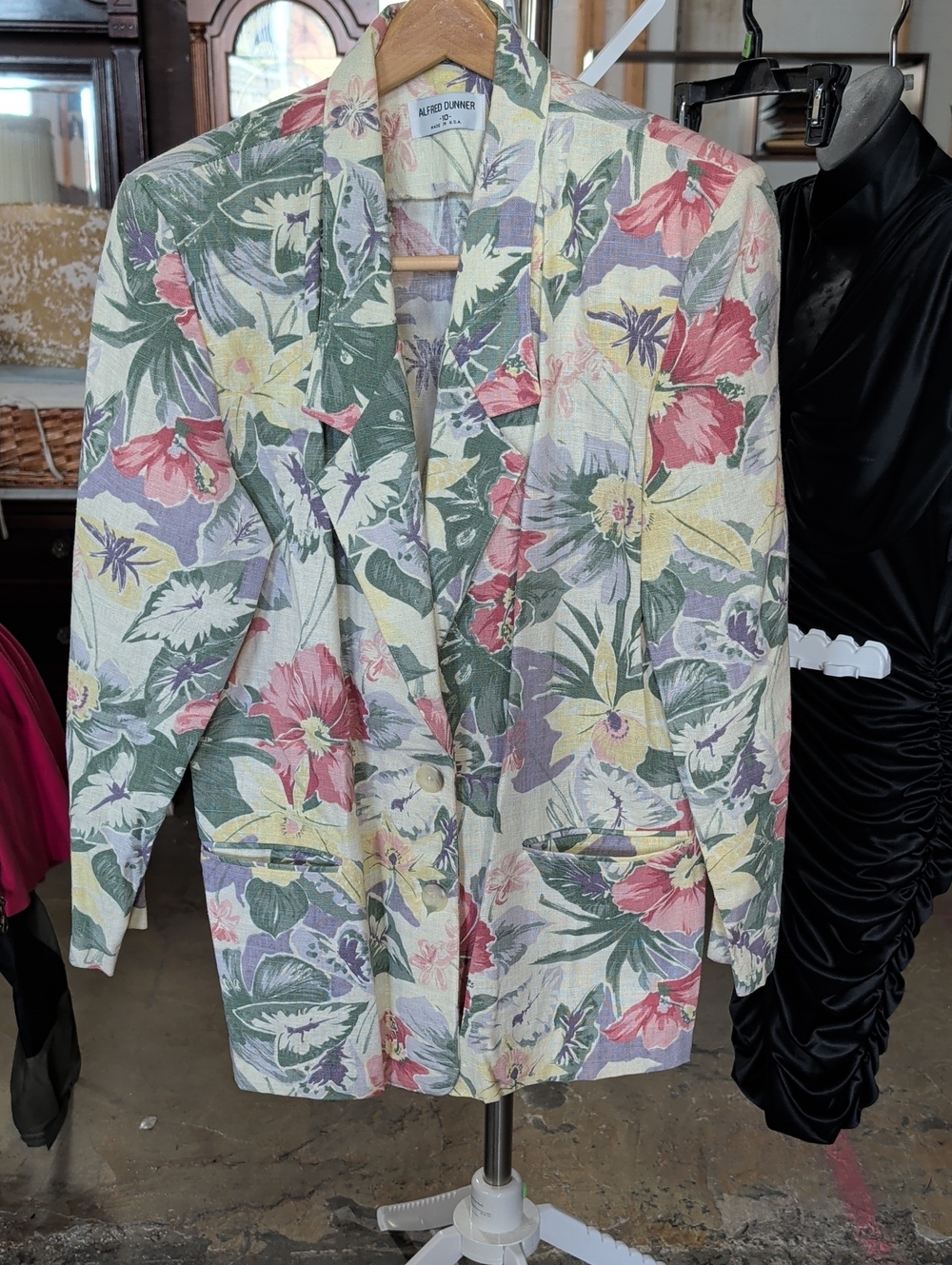 90s Alfred Dunner Multicolor Floral Linen-Blend Blazer